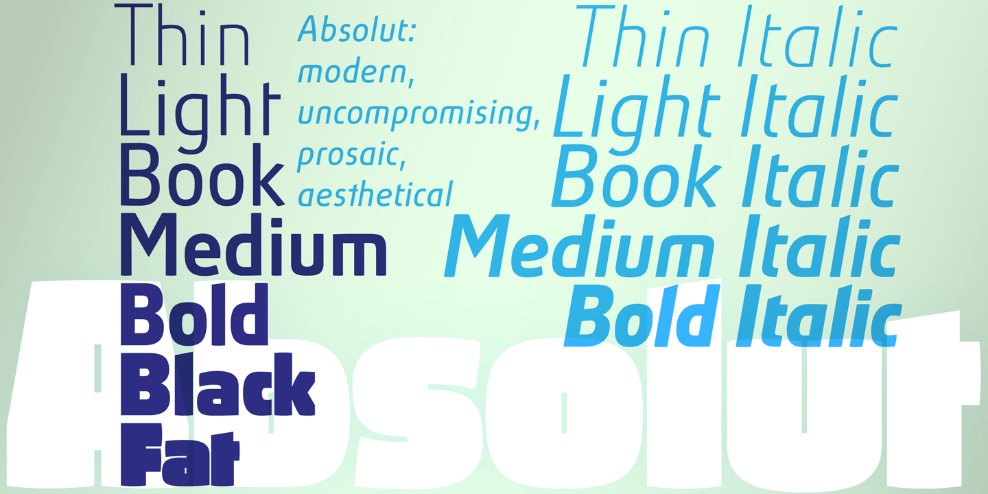 Пример шрифта Absolut Pro Condensed Light